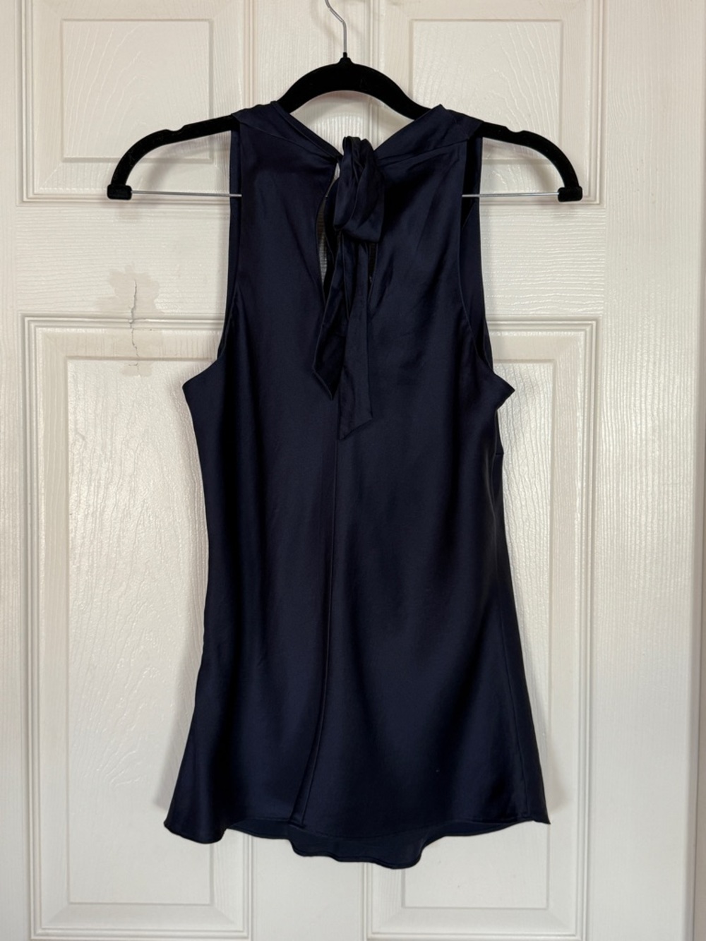 Banana Republic Navy Silk Cowl-Neck Tie-Back Tank - Picture 3 of 7